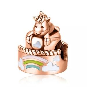 Rainbow Unicorn Birthday Cake Spacer Bead Charm